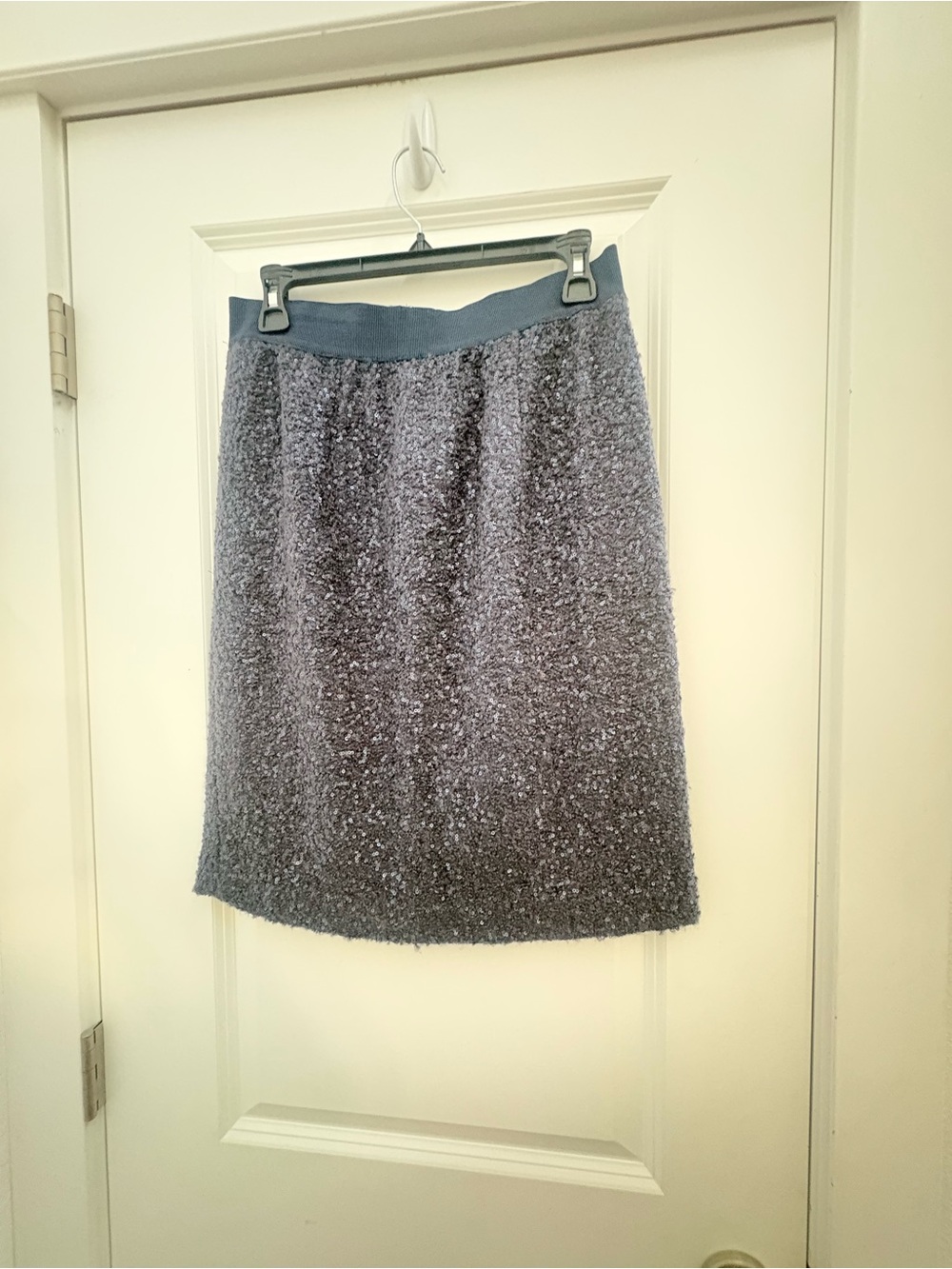 Lands' End Navy Blue Sequin Textured Pencil Skirt